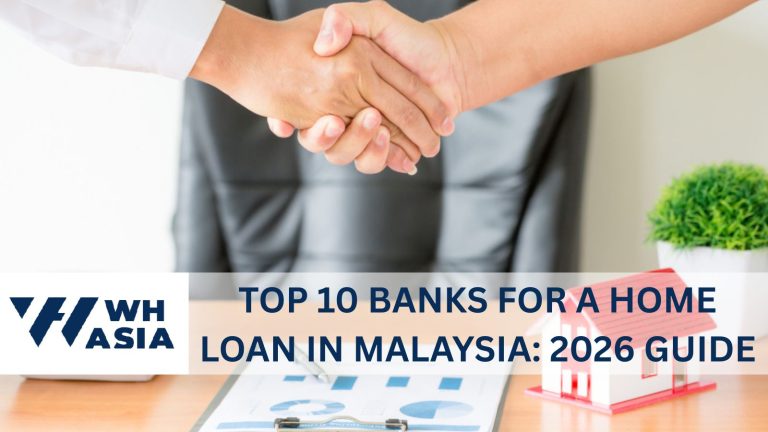 Photo of two people shaking hands above a model house, representing getting a home loan in Malaysia