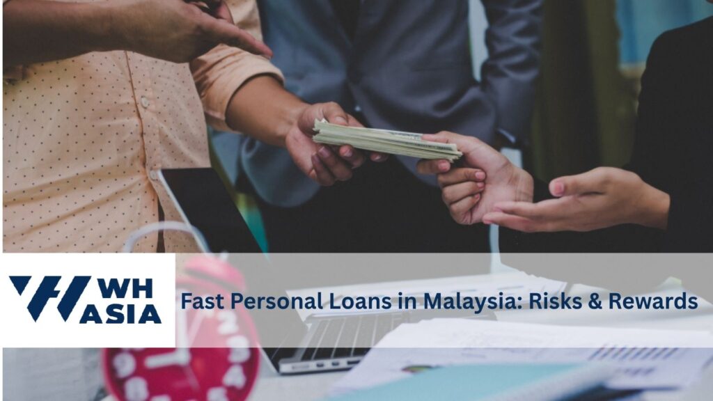 Photo of people handing over money with a clock nearby, symbolizing a fast personal loan in Malaysia